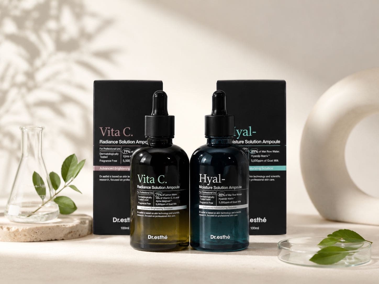Dr. Esthé Vita C ampoules used in facial treatments